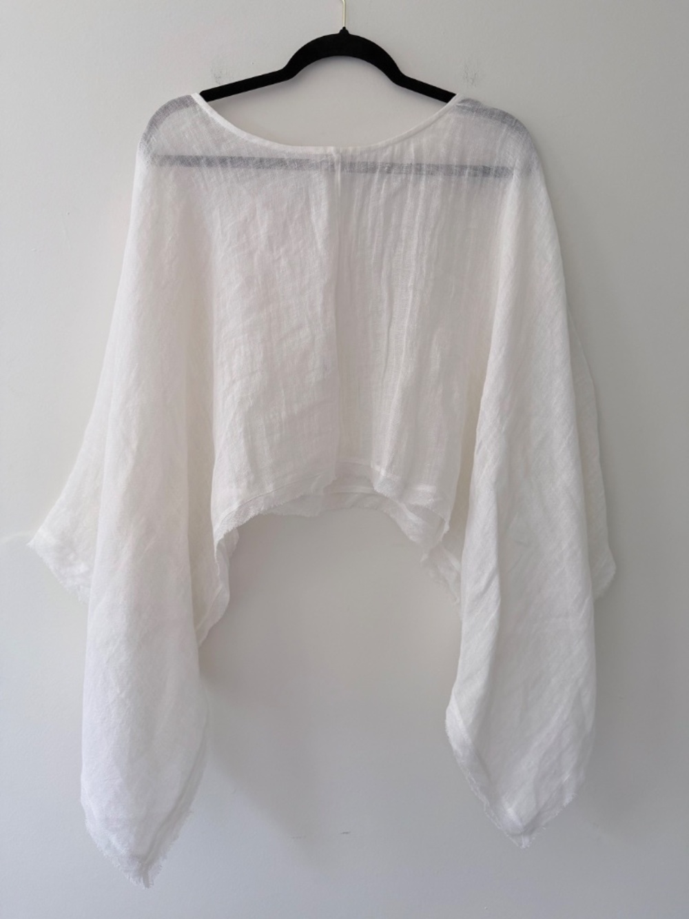 Eileen Fisher 100% Linen White Overshirt Kimono Sleeve Lagenlook Layering Sheer - Picture 7 of 7